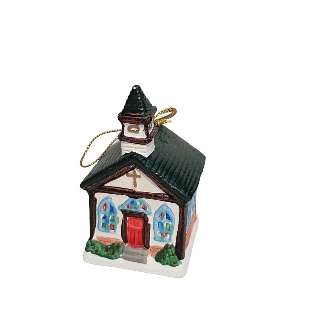 Red Apple Traditions Country Church‎ Ceramic Ornament with Box